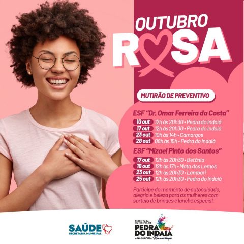 Outubro Rosa Pedra do Indaiá promove saúde e autocuidado feminino